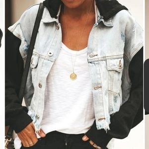 MAXED OUT HOODED CROPPED DENIM JACKET
